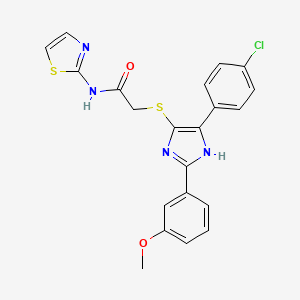 2-((5-(4-chlorophenyl)-2-(3-methoxyphenyl)-1H-imidazol-4-yl)thio)-N-(thiazol-2-yl)acetamide