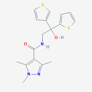N-(2-hydroxy-2-(thiophen-2-yl)-2-(thiophen-3-yl)ethyl)-1,3,5-trimethyl-1H-pyrazole-4-carboxamide