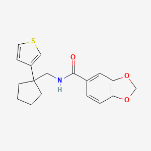 N-((1-(thiophen-3-yl)cyclopentyl)methyl)benzo[d][1,3]dioxole-5-carboxamide
