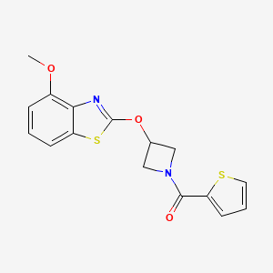 molecular formula C16H14N2O3S2 B2804835 (3-((4-Methoxybenzo[d]thiazol-2-yl)oxy)azetidin-1-yl)(thiophen-2-yl)methanone CAS No. 1421472-37-8