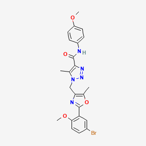 molecular formula C23H22BrN5O4 B2804839 1-{[2-(5-bromo-2-methoxyphenyl)-5-methyl-1,3-oxazol-4-yl]methyl}-N-(4-methoxyphenyl)-5-methyl-1H-1,2,3-triazole-4-carboxamide CAS No. 959537-68-9