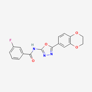 N-(5-(2,3-dihydrobenzo[b][1,4]dioxin-6-yl)-1,3,4-oxadiazol-2-yl)-3-fluorobenzamide