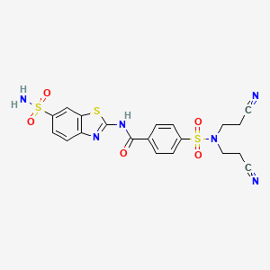 4-[bis(2-cyanoethyl)sulfamoyl]-N-(6-sulfamoyl-1,3-benzothiazol-2-yl)benzamide