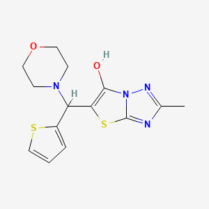 molecular formula C14H16N4O2S2 B2804852 2-甲基-5-(吗啉基(噻吩-2-基)甲基)噻唑并[3,2-b][1,2,4]噁唑-6-醇 CAS No. 851970-20-2