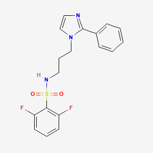 molecular formula C18H17F2N3O2S B2804857 2,6-二氟-N-(3-(2-苯基-1H-咪唑-1-基)丙基)苯磺酰胺 CAS No. 1421461-91-7