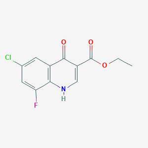 molecular formula C12H9ClFNO3 B2804869 乙酸6-氯-8-氟-4-羟基-3-喹啉酸酯 CAS No. 338795-16-7