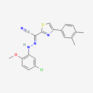 molecular formula C20H17ClN4OS B2804870 (2E)-N-(5-chloro-2-methoxyanilino)-4-(3,4-dimethylphenyl)-1,3-thiazole-2-carboximidoyl cyanide CAS No. 477287-56-2