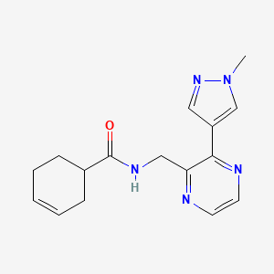 molecular formula C16H19N5O B2804874 N-((3-(1-methyl-1H-pyrazol-4-yl)pyrazin-2-yl)methyl)cyclohex-3-enecarboxamide CAS No. 2034570-26-6