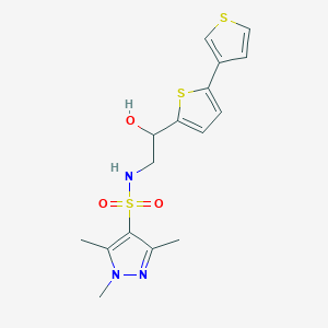 N-(2-([2,3'-bithiophen]-5-yl)-2-hydroxyethyl)-1,3,5-trimethyl-1H-pyrazole-4-sulfonamide