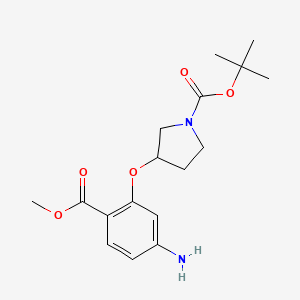 molecular formula C17H24N2O5 B2804883 Tert-butyl 3-(5-amino-2-methoxycarbonylphenoxy)pyrrolidine-1-carboxylate CAS No. 2309448-63-1