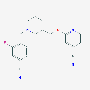 2-[[1-[(4-Cyano-2-fluorophenyl)methyl]piperidin-3-yl]methoxy]pyridine-4-carbonitrile