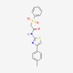 2-(benzenesulfonyl)-N-[4-(4-methylphenyl)-1,3-thiazol-2-yl]acetamide