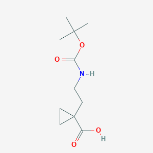 molecular formula C11H19NO4 B2804953 1-(2-((tert-Butoxycarbonyl)amino)ethyl)cyclopropane-1-carboxylic acid CAS No. 1780876-37-0