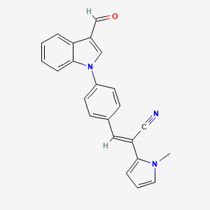 molecular formula C23H17N3O B2804960 (2Z)-3-[4-(3-formyl-1H-indol-1-yl)phenyl]-2-(1-methyl-1H-pyrrol-2-yl)prop-2-enenitrile CAS No. 692287-46-0