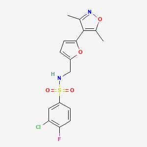 3-Chloro-N-[[5-(3,5-dimethyl-1,2-oxazol-4-yl)furan-2-yl]methyl]-4-fluorobenzenesulfonamide