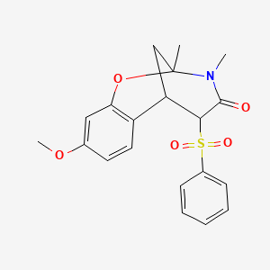 molecular formula C20H21NO5S B2804964 12-(Benzenesulfonyl)-5-methoxy-9,10-dimethyl-8-oxa-10-azatricyclo[7.3.1.0^{2,7}]trideca-2,4,6-trien-11-one CAS No. 2097910-38-6