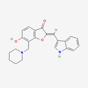 (2Z)-6-hydroxy-2-(1H-indol-3-ylmethylidene)-7-(piperidin-1-ylmethyl)-1-benzofuran-3(2H)-one