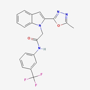 molecular formula C20H15F3N4O2 B2804970 2-[2-(5-methyl-1,3,4-oxadiazol-2-yl)-1H-indol-1-yl]-N-[3-(trifluoromethyl)phenyl]acetamide CAS No. 923193-89-9