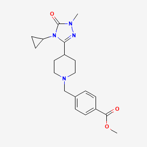 molecular formula C20H26N4O3 B2804980 甲酸甲酯 4-((4-(4-环丙基-1-甲基-5-氧代-4,5-二氢-1H-1,2,4-三唑-3-基)哌啶-1-基)甲基)苯甼 CAS No. 1797739-24-2