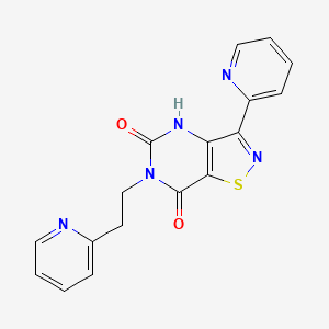 molecular formula C17H13N5O2S B2804989 3-(2-pyridyl)-6-[2-(2-pyridyl)ethyl]isothiazolo[4,5-d]pyrimidine-5,7(4H,6H)-dione CAS No. 1251696-72-6