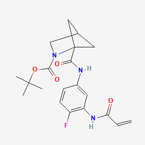 molecular formula C20H24FN3O4 B2804995 Tert-butyl 1-[[4-fluoro-3-(prop-2-enoylamino)phenyl]carbamoyl]-2-azabicyclo[2.1.1]hexane-2-carboxylate CAS No. 2361686-08-8