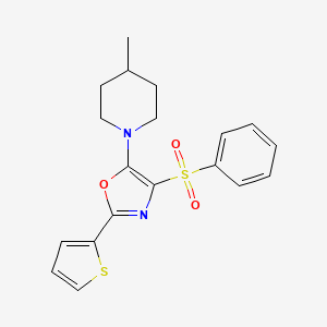 molecular formula C19H20N2O3S2 B2804996 5-(4-Methylpiperidin-1-yl)-4-(phenylsulfonyl)-2-(thiophen-2-yl)oxazole CAS No. 627832-90-0