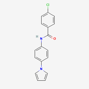 molecular formula C17H13ClN2O B2805002 4-chloro-N-[4-(1H-pyrrol-1-yl)phenyl]benzenecarboxamide CAS No. 383146-05-2