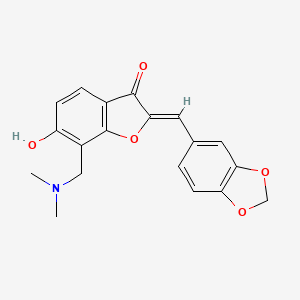 molecular formula C19H17NO5 B2805013 (Z)-2-(benzo[d][1,3]dioxol-5-ylmethylene)-7-((dimethylamino)methyl)-6-hydroxybenzofuran-3(2H)-one CAS No. 859662-63-8