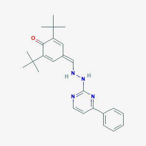 molecular formula C25H30N4O B280502 2,6-ditert-butyl-4-[[2-(4-phenylpyrimidin-2-yl)hydrazinyl]methylidene]cyclohexa-2,5-dien-1-one 