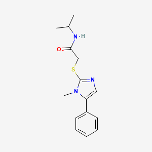 molecular formula C15H19N3OS B2805022 N-异丙基-2-((1-甲基-5-苯基-1H-咪唑-2-基)硫基)乙酰胺 CAS No. 1206996-49-7