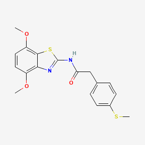 molecular formula C18H18N2O3S2 B2805024 N-(4,7-dimethoxybenzo[d]thiazol-2-yl)-2-(4-(methylthio)phenyl)acetamide CAS No. 899967-81-8