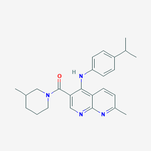 molecular formula C25H30N4O B2805025 (4-((4-Isopropylphenyl)amino)-7-methyl-1,8-naphthyridin-3-yl)(3-methylpiperidin-1-yl)methanone CAS No. 1251565-10-2