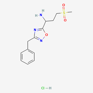 1-(3-Benzyl-1,2,4-oxadiazol-5-yl)-3-(methylsulfonyl)propan-1-amine hydrochloride