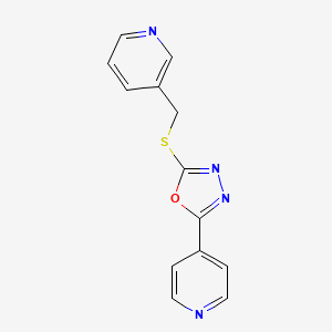 molecular formula C13H10N4OS B2805028 2-(3-Pyridylmethylthio)-5-(4-pyridyl)-1,3,4-oxadiazole CAS No. 557073-58-2