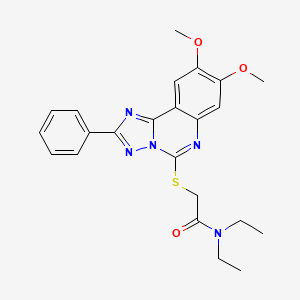 molecular formula C23H25N5O3S B2805031 2-((8,9-dimethoxy-2-phenyl-[1,2,4]triazolo[1,5-c]quinazolin-5-yl)thio)-N,N-diethylacetamide CAS No. 902593-70-8