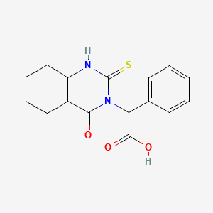 molecular formula C16H12N2O3S B2805034 2-(4-Oxo-2-sulfanylidene-1,2,3,4-tetrahydroquinazolin-3-yl)-2-phenylacetic acid CAS No. 2174777-54-7