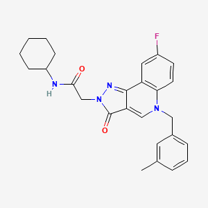 molecular formula C26H27FN4O2 B2805036 N-cyclohexyl-2-(8-fluoro-5-(3-methylbenzyl)-3-oxo-3,5-dihydro-2H-pyrazolo[4,3-c]quinolin-2-yl)acetamide CAS No. 931929-33-8