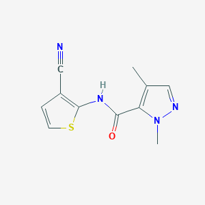 molecular formula C11H10N4OS B2805040 N-(3-cyanothiophen-2-yl)-1,4-dimethyl-1H-pyrazole-5-carboxamide CAS No. 1211714-53-2