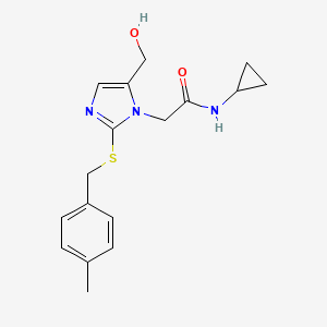 molecular formula C17H21N3O2S B2805045 N-环丙基-2-(5-(羟甲基)-2-((4-甲基苯基)硫代)-1H-咪唑-1-基)乙酰胺 CAS No. 921568-18-5