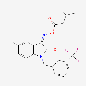 molecular formula C22H21F3N2O3 B2805059 [(Z)-[5-methyl-2-oxo-1-[[3-(trifluoromethyl)phenyl]methyl]indol-3-ylidene]amino] 3-methylbutanoate CAS No. 321430-05-1
