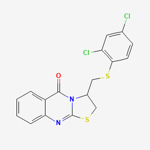 molecular formula C17H12Cl2N2OS2 B2805062 3-{[(2,4-dichlorophenyl)sulfanyl]methyl}-2,3-dihydro-5H-[1,3]thiazolo[2,3-b]quinazolin-5-one CAS No. 477855-96-2