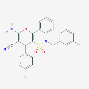 2-Amino-4-(4-chlorophenyl)-6-(3-methylbenzyl)-4,6-dihydropyrano[3,2-c][2,1]benzothiazine-3-carbonitrile 5,5-dioxide