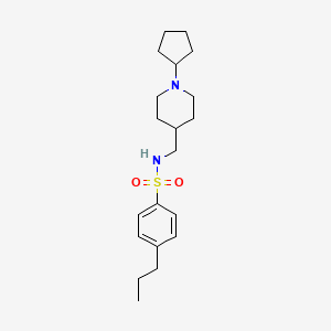 molecular formula C20H32N2O2S B2805066 N-((1-cyclopentylpiperidin-4-yl)methyl)-4-propylbenzenesulfonamide CAS No. 953259-56-8