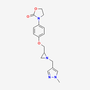 3-[4-[[1-[(1-Methylpyrazol-4-yl)methyl]aziridin-2-yl]methoxy]phenyl]-1,3-oxazolidin-2-one