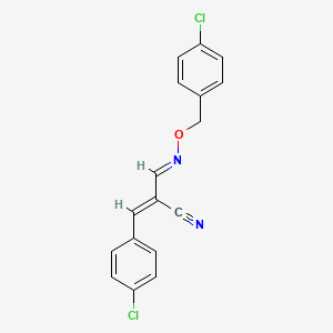 molecular formula C17H12Cl2N2O B2805081 (2Z)-3-(4-chlorophenyl)-2-[(1E)-{[(4-chlorophenyl)methoxy]imino}methyl]prop-2-enenitrile CAS No. 339106-58-0