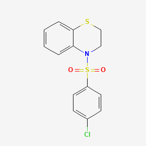 molecular formula C14H12ClNO2S2 B2805082 4-[(4-chlorophenyl)sulfonyl]-3,4-dihydro-2H-1,4-benzothiazine CAS No. 338777-77-8