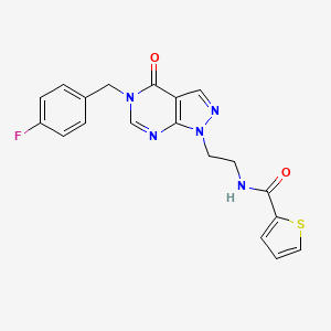 molecular formula C19H16FN5O2S B2805087 N-(2-(5-(4-氟苄基)-4-氧基-4,5-二氢-1H-吡唑并[3,4-d]嘧啶-1-基)乙基)噻吩-2-羧酰胺 CAS No. 921917-75-1