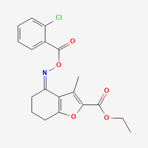 molecular formula C19H18ClNO5 B2805093 ethyl (4Z)-4-({[(2-chlorophenyl)carbonyl]oxy}imino)-3-methyl-4,5,6,7-tetrahydro-1-benzofuran-2-carboxylate CAS No. 296244-49-0