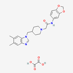 molecular formula C26H30N4O7 B2805096 N-(benzo[d][1,3]dioxol-5-yl)-2-(4-((5,6-dimethyl-1H-benzo[d]imidazol-1-yl)methyl)piperidin-1-yl)acetamide oxalate CAS No. 1351648-33-3