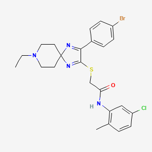 molecular formula C24H26BrClN4OS B2805106 2-((3-(4-bromophenyl)-8-ethyl-1,4,8-triazaspiro[4.5]deca-1,3-dien-2-yl)thio)-N-(5-chloro-2-methylphenyl)acetamide CAS No. 1216480-82-8